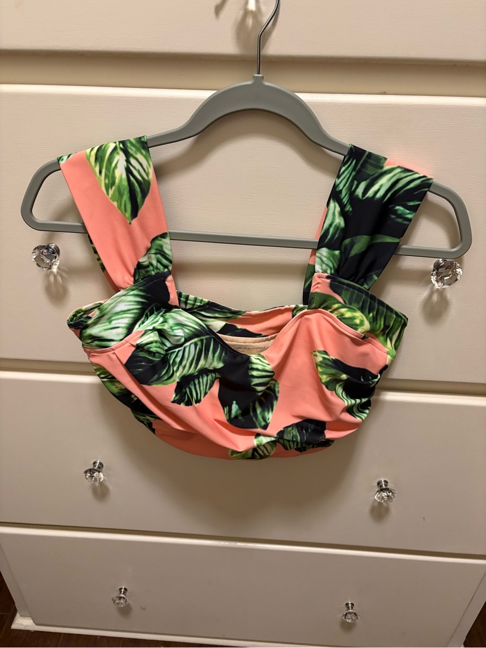 Albion Coral and Green Tropical Crop Top